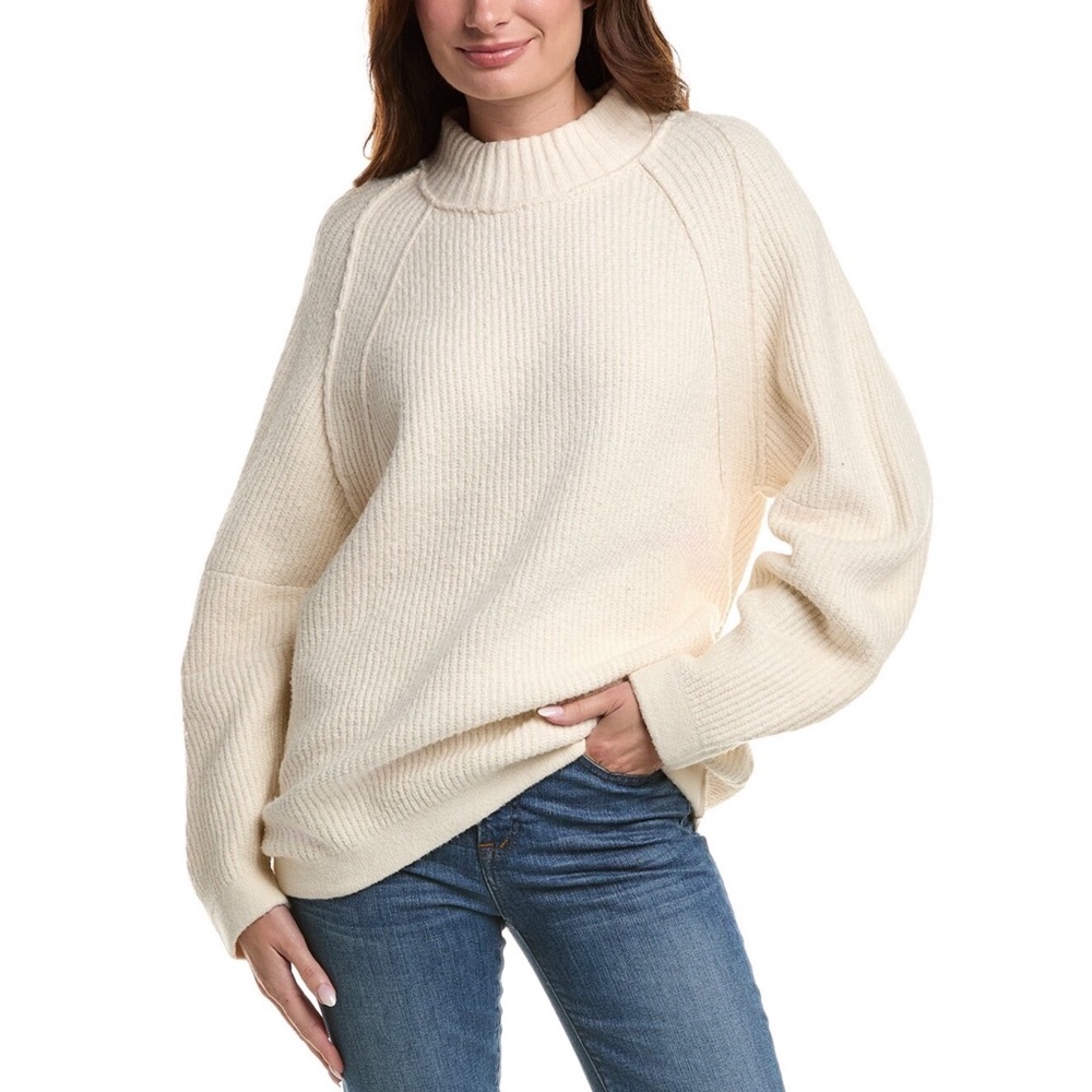 Free People Sunbeam Sweater XS NWT –Coconut Milk Cream Ribbed Oversized Pullover